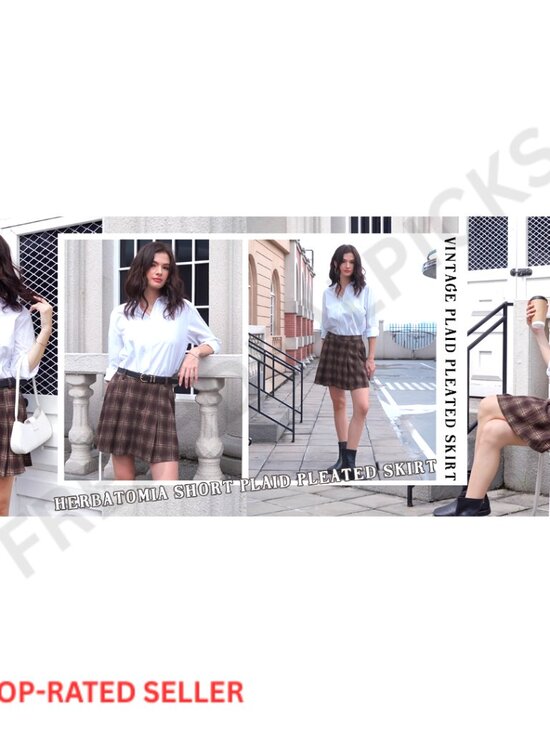 Pleated Mini Skirt High Waist Elastic Vintage Style with Pockets Y2K Chic - Picture 5 of 5